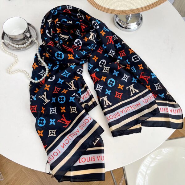 Louis Vuitton Colorful Monogram Scarf Dark Blue 180Cm - Image 3