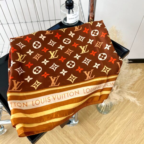 Louis Vuitton Colorful Monogram Scarf Brown 180Cm - Image 4