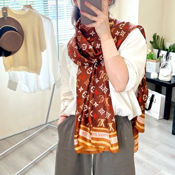 Louis Vuitton Colorful Monogram Scarf Brown 180Cm - Image 2
