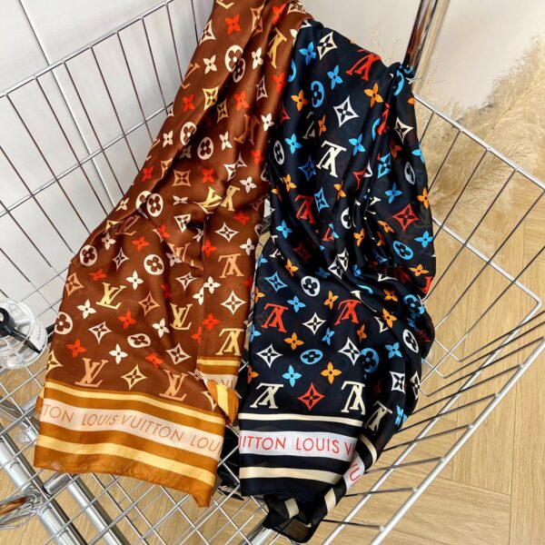 Louis Vuitton Colorful Monogram Scarf Brown 180Cm - Image 7