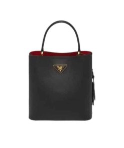 Prada Medium Saffiano Leather Panier Bag Black 1Ba2122Erxf0Lj4Vooo