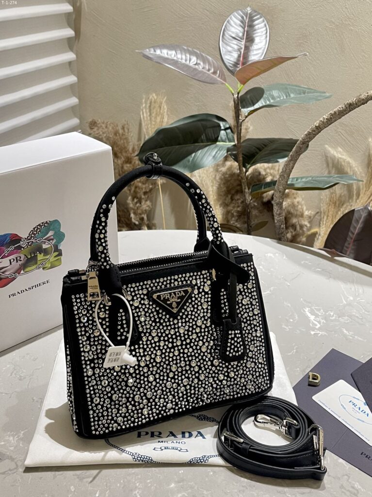 Prada Galleria Satin Mini Bag With Crystals Metal 23Cm 1Ba906 2Awl F063R V Eoy - Image 4