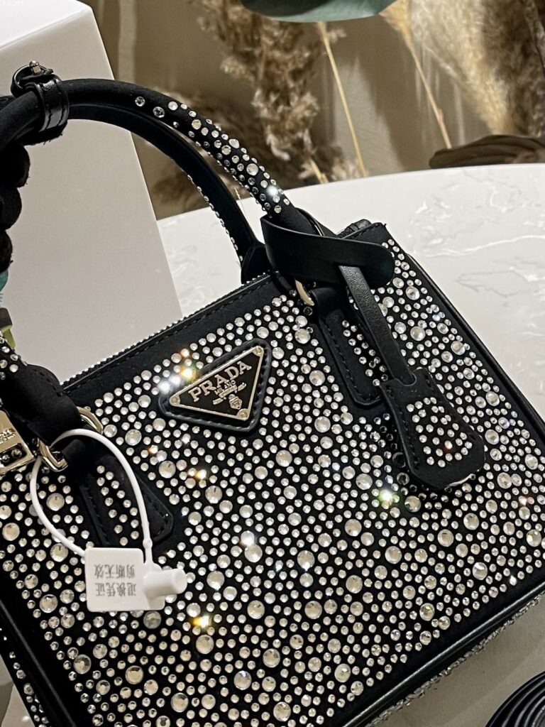 Prada Galleria Satin Mini Bag With Crystals Metal 23Cm 1Ba906 2Awl F063R V Eoy - Image 6