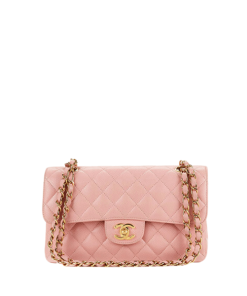 Chanel Classic Medium Lambskin Flap Bag Pink And Gold 25Cm