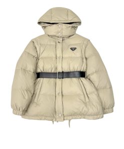 Prada Two Way Down Jacket Technical Beige