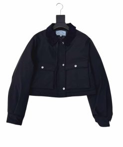 Prada Cropped Jacket Technical Canvas Black