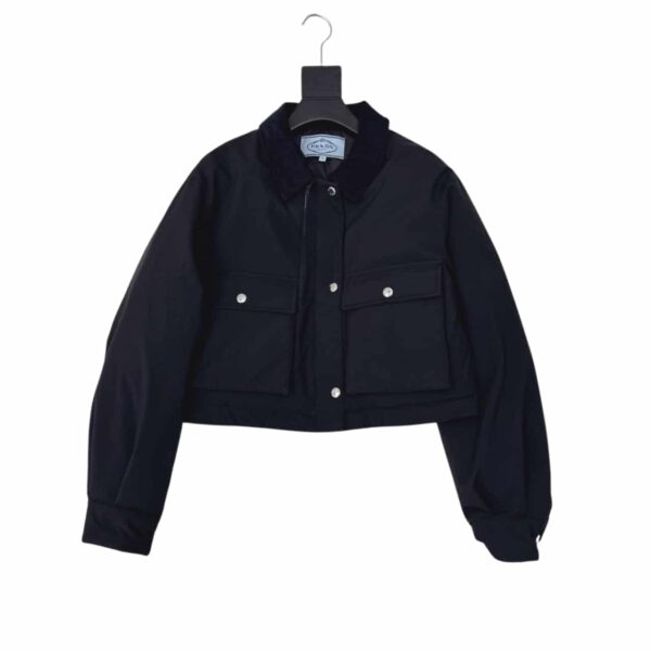 Prada Cropped Jacket Technical Canvas Black