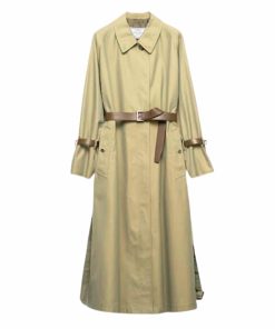 Prada Single Breasted Cotton Twill Trench Coat Beige