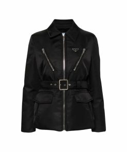 Prada Triangle Logo Padded Jacket Black