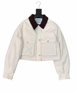 Prada Cropped Jacket Technical Canvas White