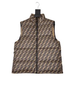 Fendi Gilet Ff Canvas Down Brown
