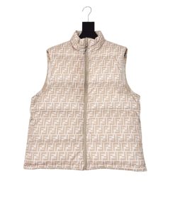 Fendi Gilet Ff Canvas Down Beige