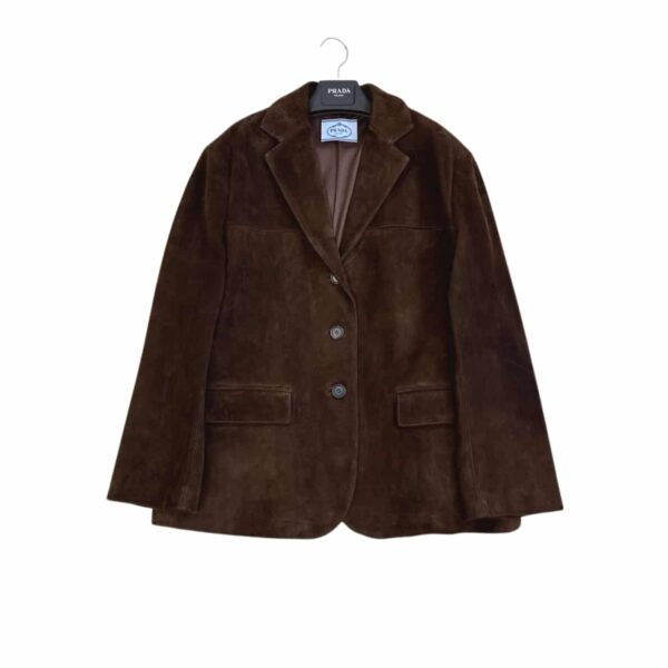 Prada Suede Coat Leather Coffee