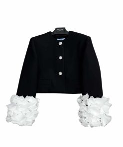 Prada Single Breasted Tricotine Jacket Polyester Black
