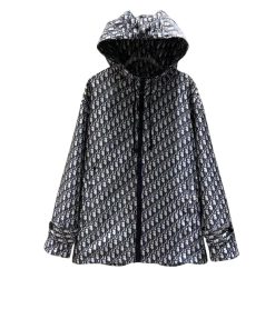 Dior Hooded Christian Cd Oblique Pattern Jacket Black