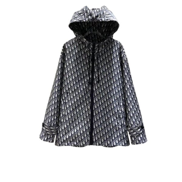 Dior Hooded Christian Cd Oblique Pattern Jacket Black
