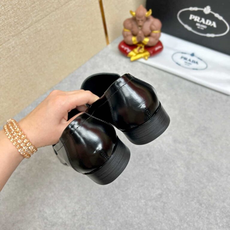Prada Brushed Leather Loafers Triangle Black 2Db180 P39 F0002 F G001 - Image 3