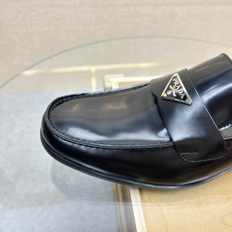 Prada Brushed Leather Loafers Triangle Black 2Db180 P39 F0002 F G001 - Image 4