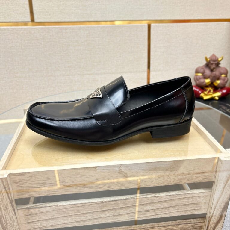 Prada Brushed Leather Loafers Triangle Black 2Db180 P39 F0002 F G001 - Image 5