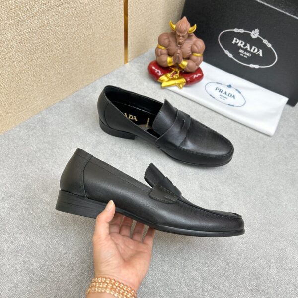 Prada Saffiano Leather Penny Loafers Black - Image 6