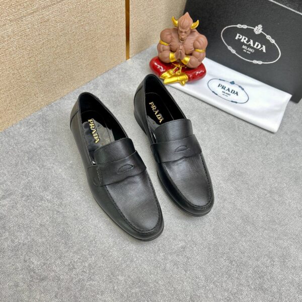 Prada Saffiano Leather Penny Loafers Black - Image 8