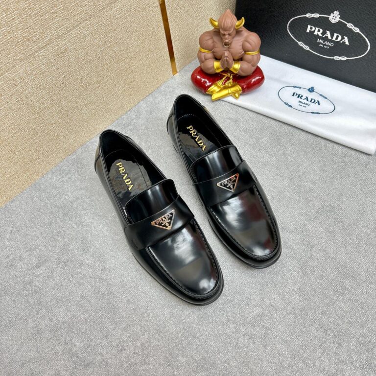 Prada Brushed Leather Loafers Triangle Black 2Db180 P39 F0002 F G001 - Image 10