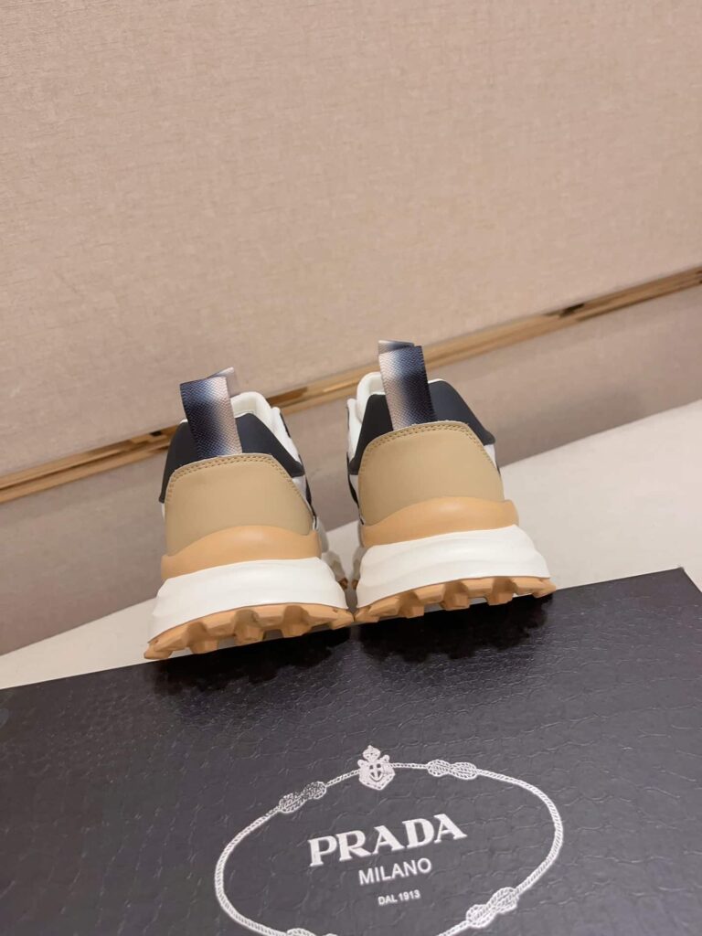 Prada Colorblock Sneakers With Logo Beige - Image 7