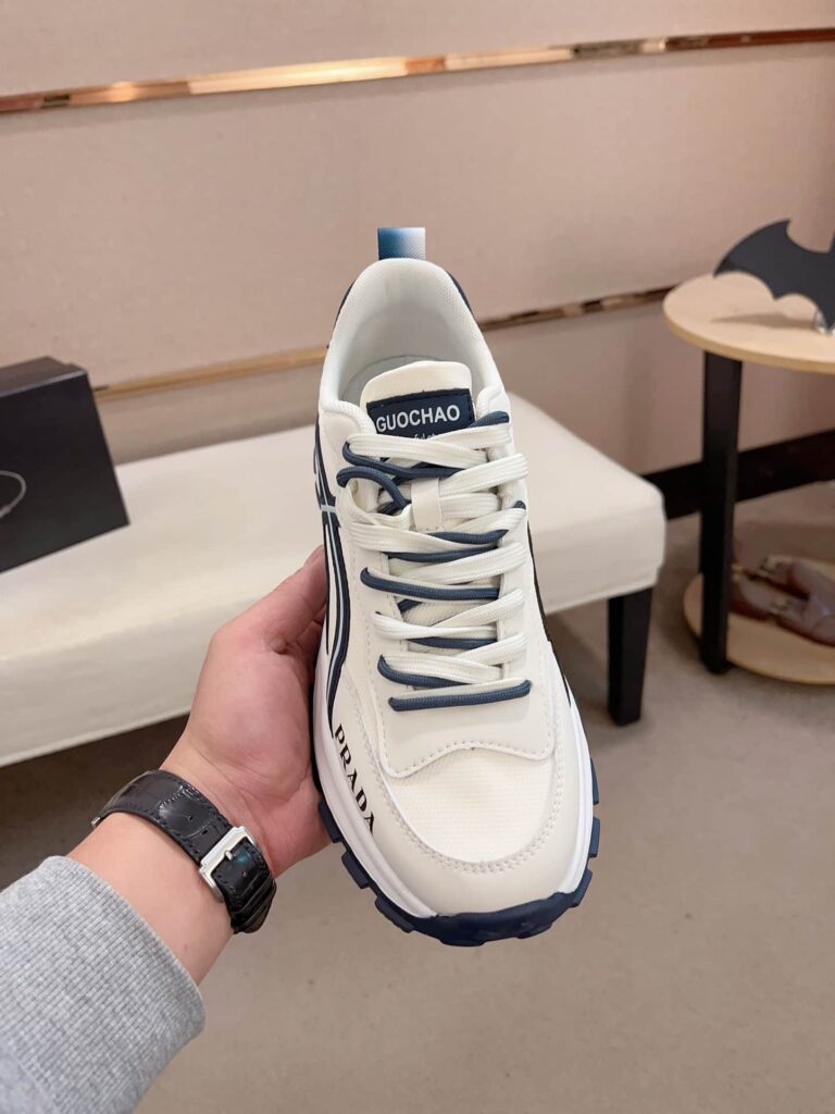 Prada Sport Sneakers Curved Line Blue And Beige - Image 2
