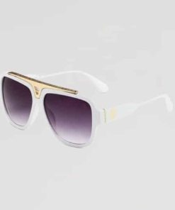 Louis Vuitton White With Gold Metal Sunglasses