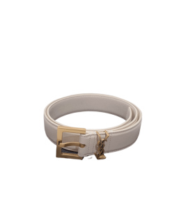 Saint Laurent Adjustable Square Buckle Belt White And Gold 634437C0X0W6309
