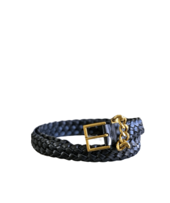 Saint Laurent Genuine Leather Universal Black And Gold Belt
