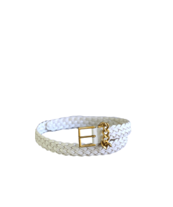 Saint Laurent Genuine Leather Universal White And Gold Belt