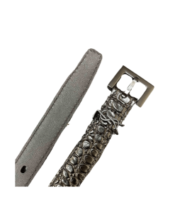 Saint Laurent Croc Embossed Leather Belt Black 26267332