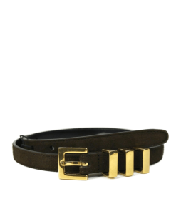 Saint Laurent Unisex Brown And Gold Suede Leather Classic 3 Passants Belt 314629 2551