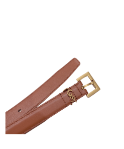 Saint Laurent Adjustable Square Buckle Belt Brown And Gold 634437C0X0W6309