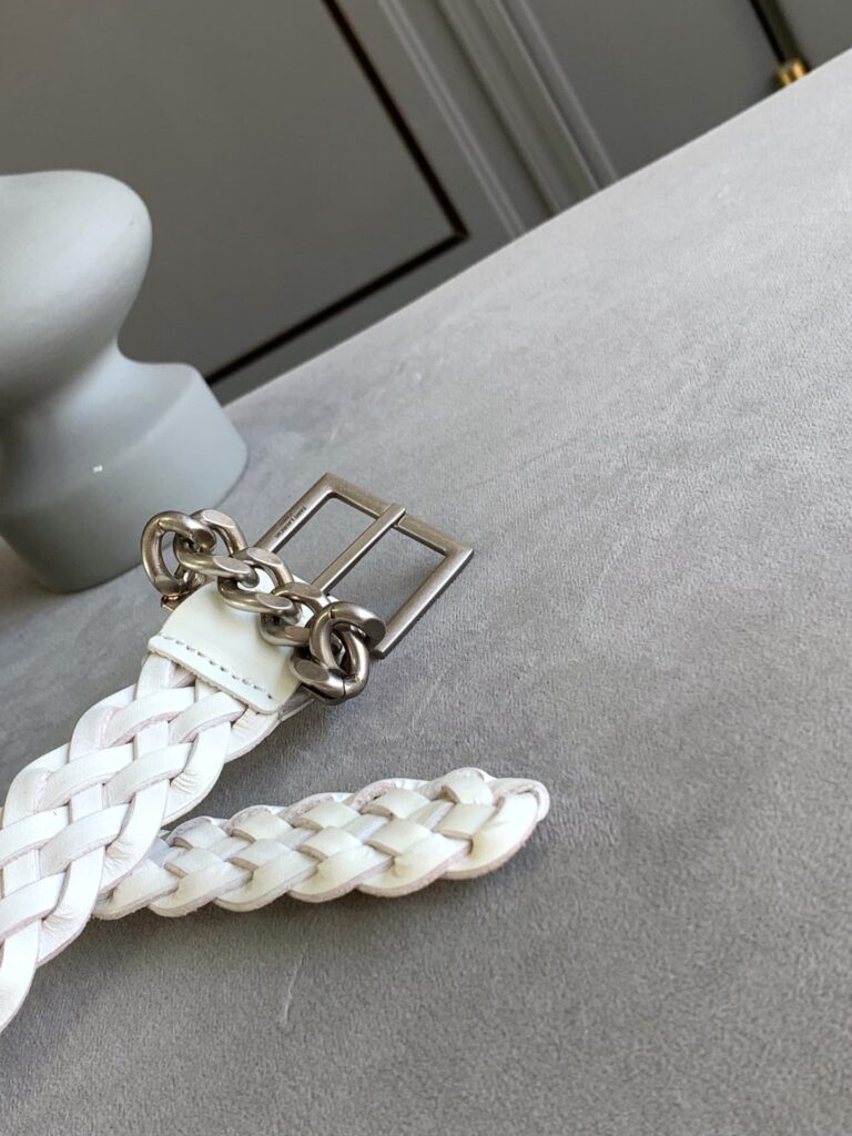 Saint Laurent Genuine Leather Universal White And Silver Belt - Image 2
