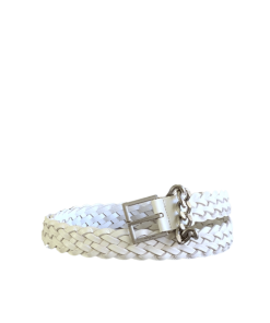 Saint Laurent Genuine Leather Universal White And Silver Belt