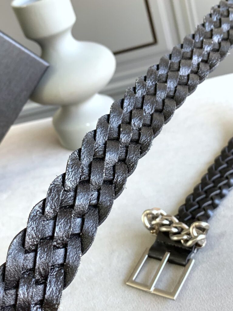 Saint Laurent Genuine Leather Universal Black And Silver Belt - Image 3