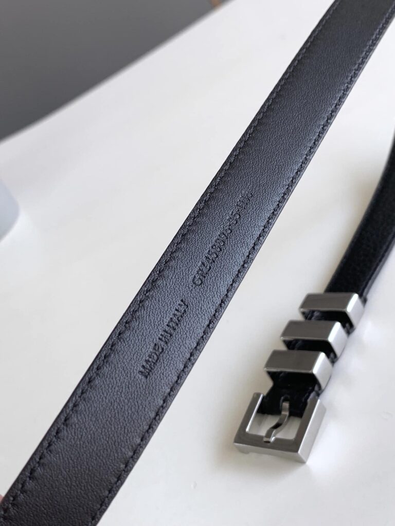 Saint Laurent Black 3 Passants Black And Silver Belt 3146292551 - Image 5