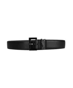 Saint Laurent Cassandre Thin Belt With Square Buckle In Shiny Box Saint Laurent Leather 554465Boo0U1000