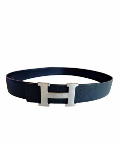 Hermes H Buckle Horse Drawn Carriage Logo Black 38Mm