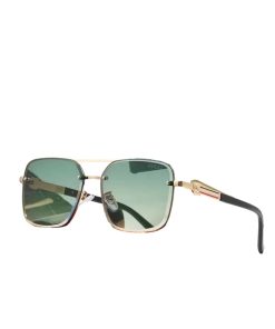 Gucci Square Gradient Vintage Gold Metal Sunglasses Green