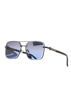 Gucci Square Gradient Vintage Gold Metal Sunglasses Blue