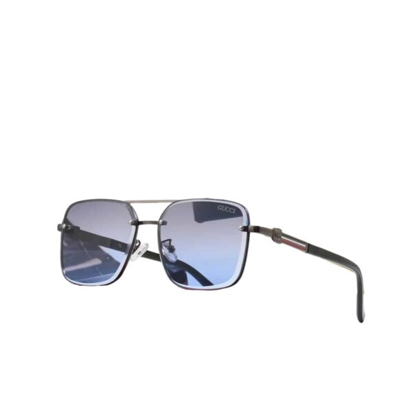 Gucci Square Gradient Vintage Gold Metal Sunglasses Blue