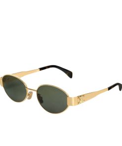 Celine Triomphe Sunglasses Metal Ovale Gold Cl40235U 30N