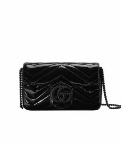 Gucci Gg Marmont Patent Super Mini Bag Black Patent 476433 Aacde 1000