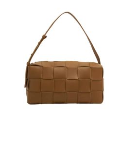 Bottega Veneta Brick Cassette Intreccio Leather Shoulder Bag Brick 28Cm