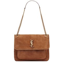 Saint Laurent Niki Baby Chain Bag In Suede Brown 6237483