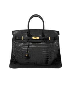 Hermes Birkin 30 Black Noir Shiny Porosus Crocodile 30Cm