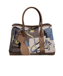 Hermes Garden Party Leather Handbag Brown 30Cm